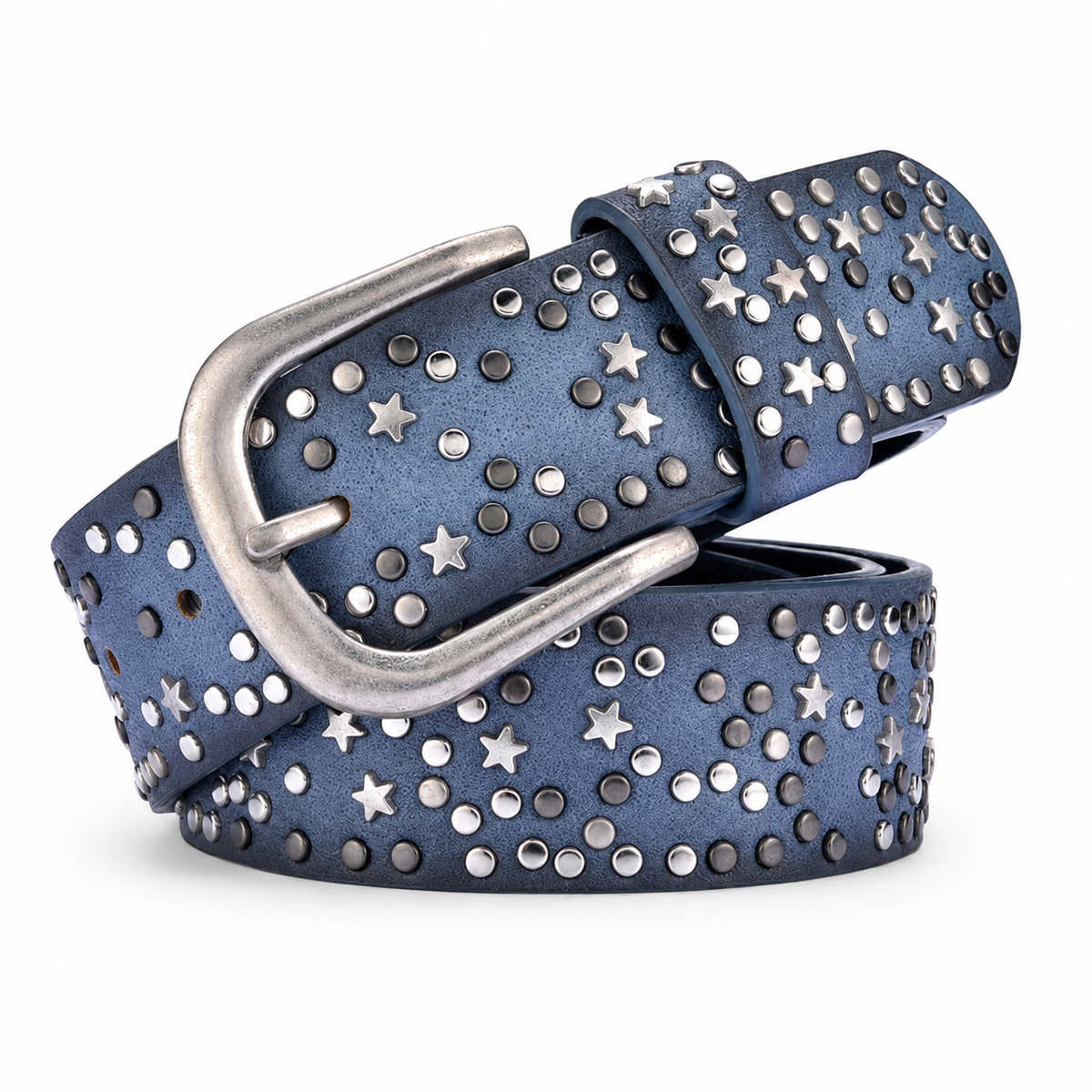 Ceinture en Cuir Femme avec Détails Métalliques Ornée d'étoiles
