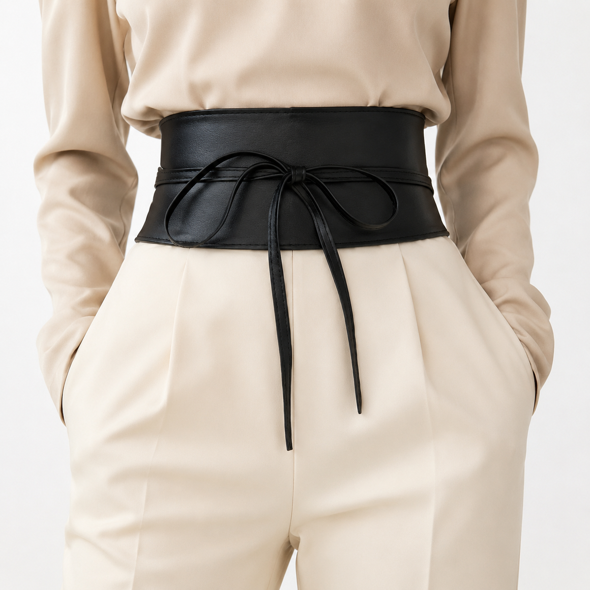 Ceinture Large Femme avec Finition Satinée à Nouer