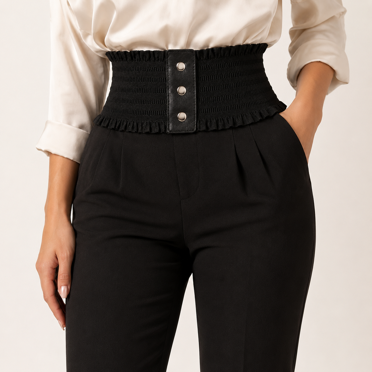 Ceinture Large Tissu Élastique Lisse Femme Taille Haute | Soral