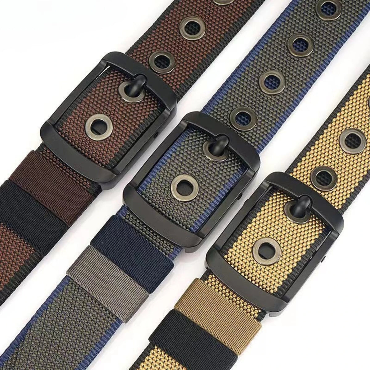 Ceinture Homme Réversible avec Toile en Nylon et Boucle Rotative
