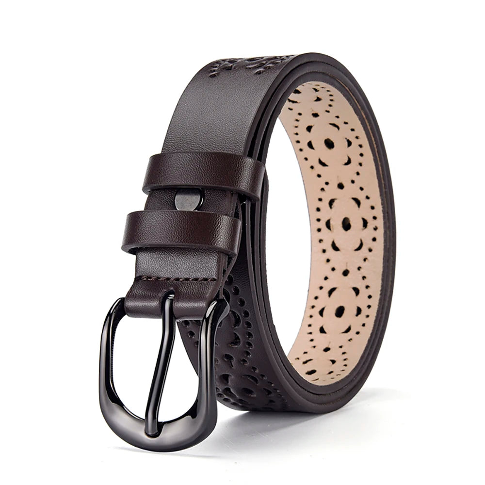 Ceinture Cuir Femme Ajouré avec Motif Floral