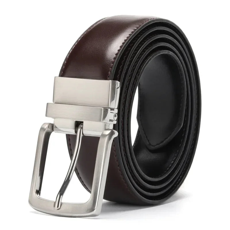 Ceinture en Cuir avec Boucle Rotative pour Homme