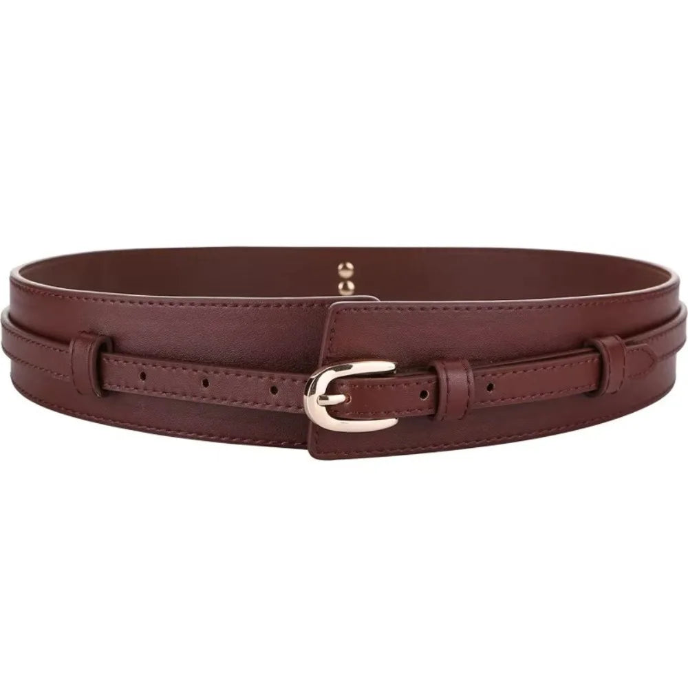 Ceinture Large Femme double bande élégante en cuir