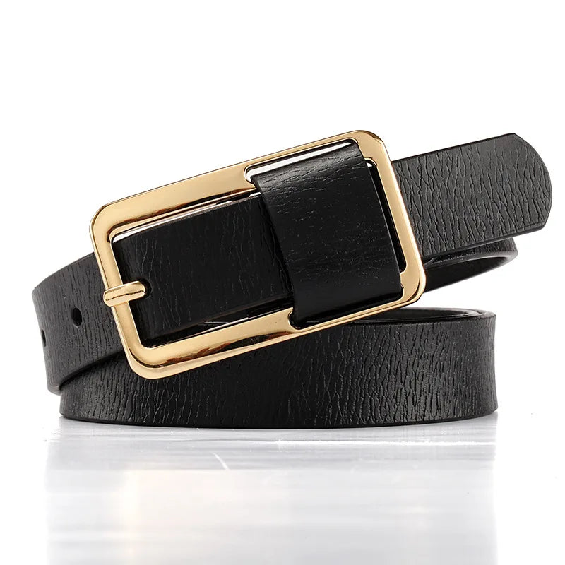 Ceinture Fine Femme en Cuir avec Boucle chic