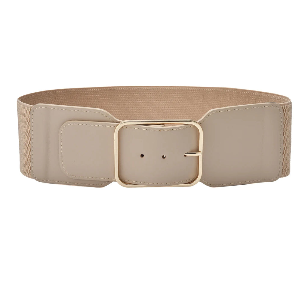 Ceinture Large Élastique Femme Taille Haute Boucle Dorée | Lora