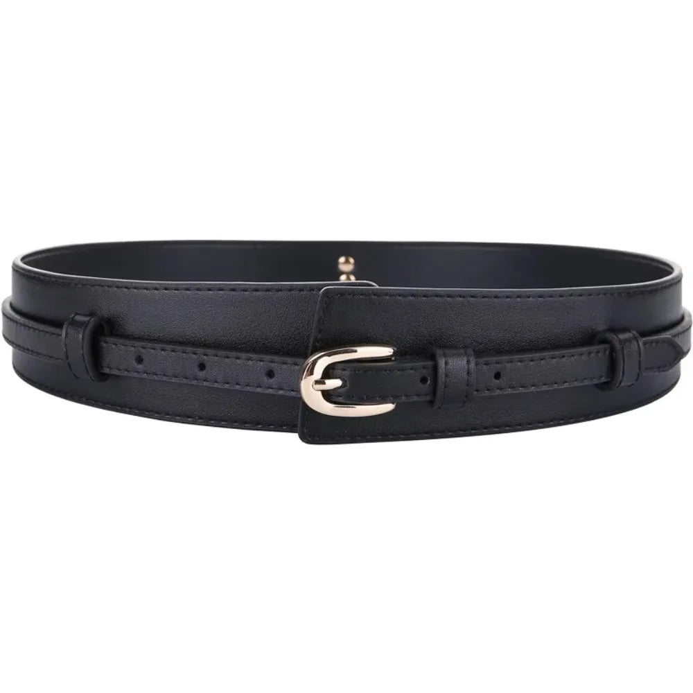 Ceinture Large Femme double bande élégante en cuir
