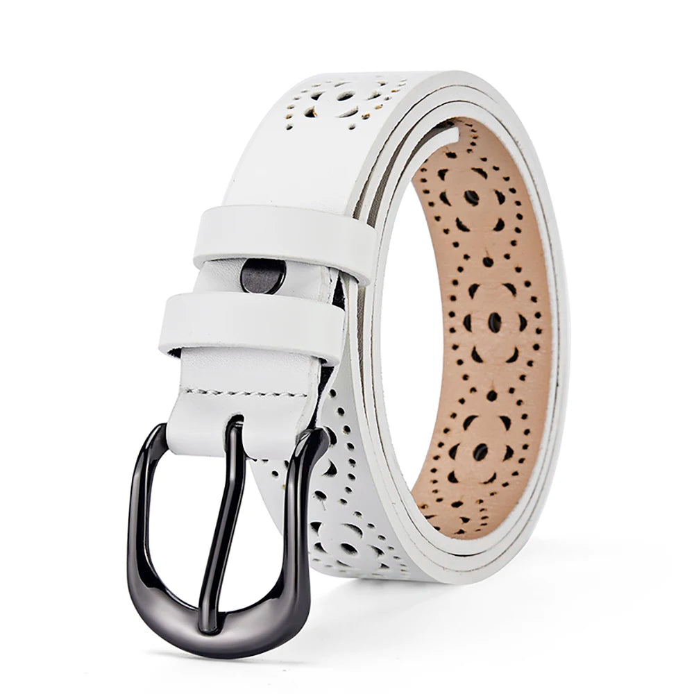 Ceinture Cuir Femme Ajouré avec Motif Floral