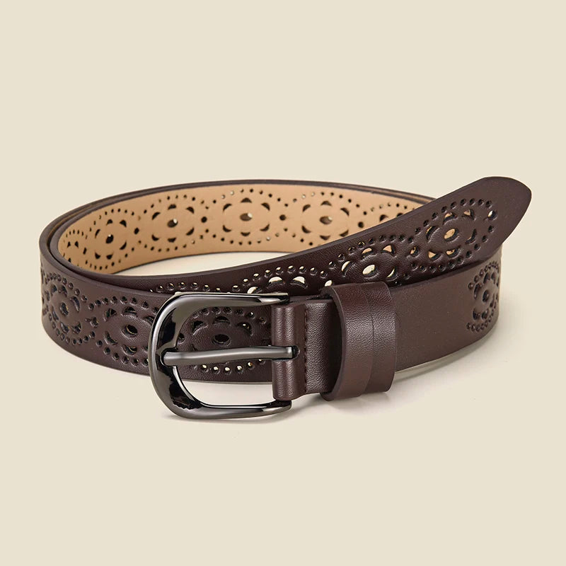 Ceinture Cuir Femme Ajouré avec Motif Floral