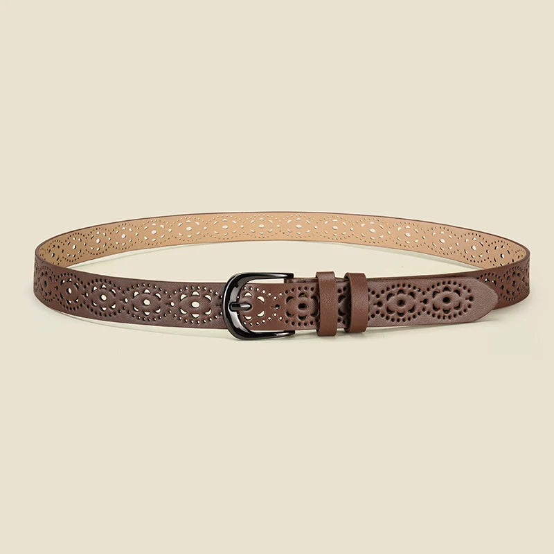 Ceinture Cuir Femme Ajouré avec Motif Floral