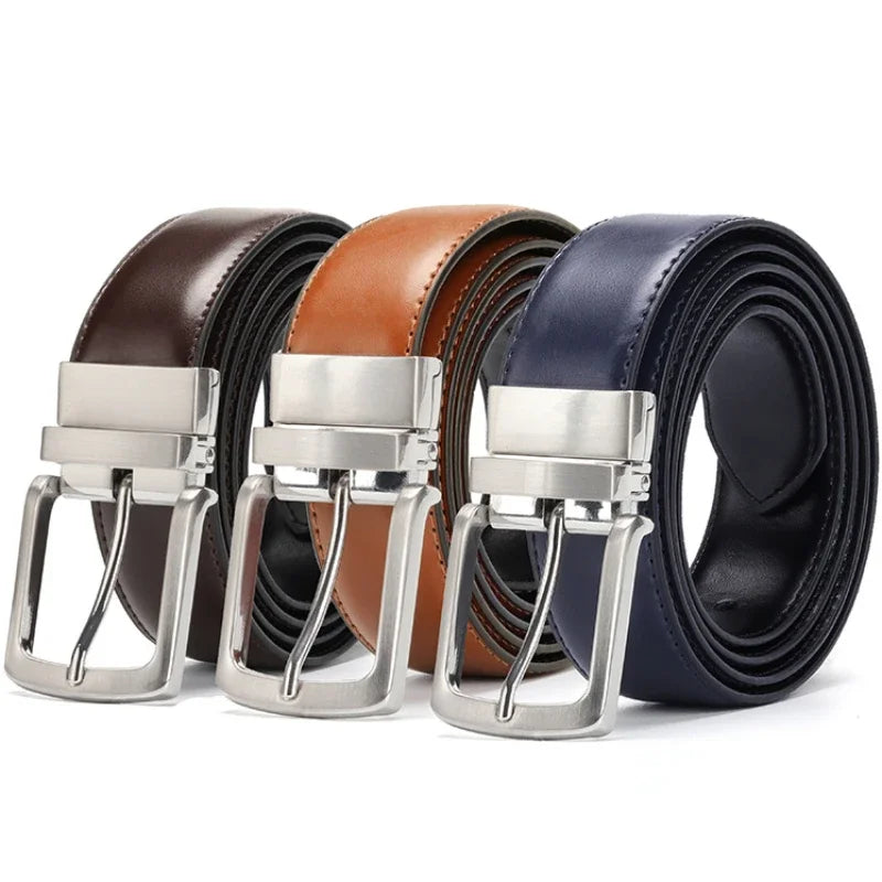 Ceinture en Cuir avec Boucle Rotative pour Homme