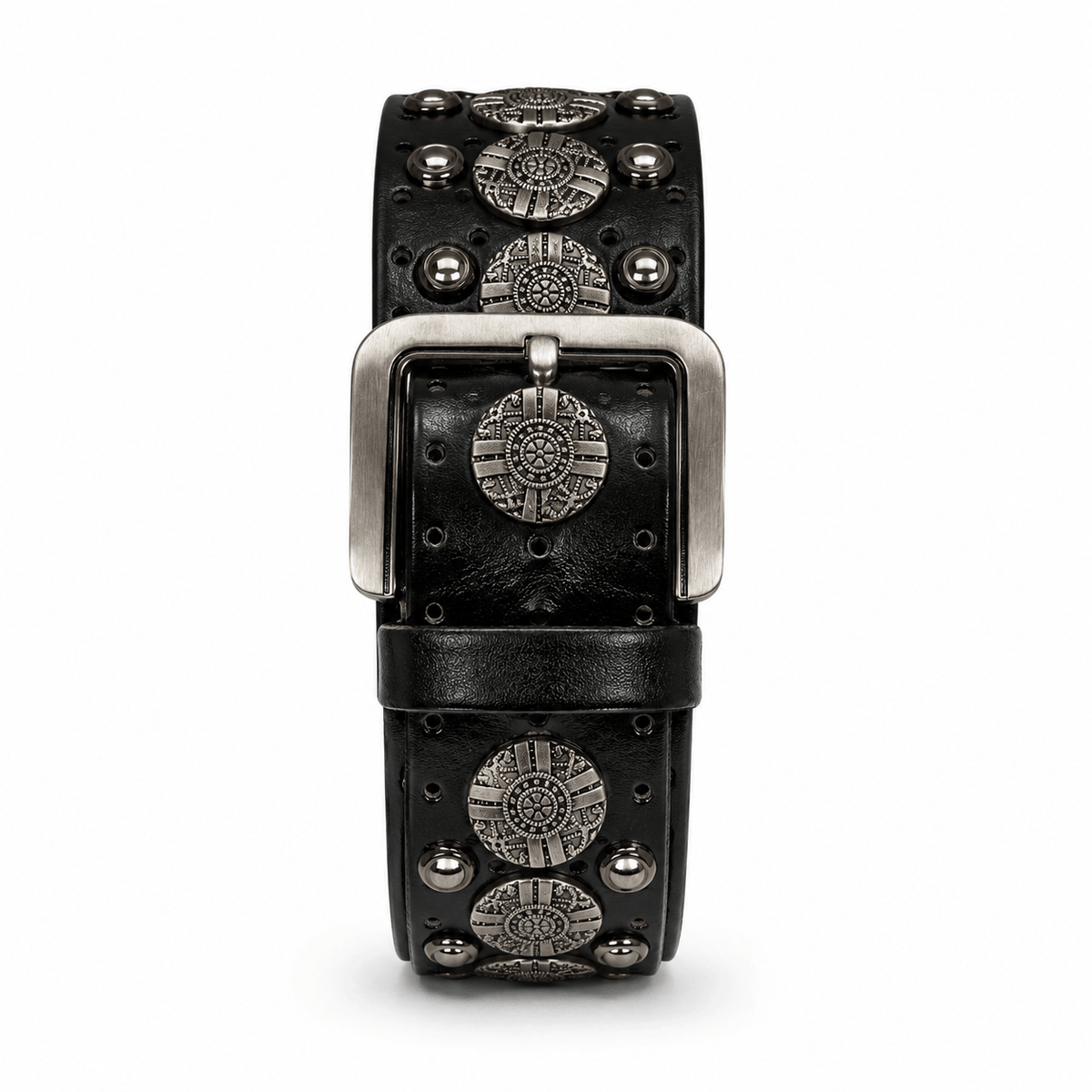 Ceinture Prestige Ceinture Cloutée avec Rivets Ronds en Cuir Texturé pour Homme | Modèle Ryder