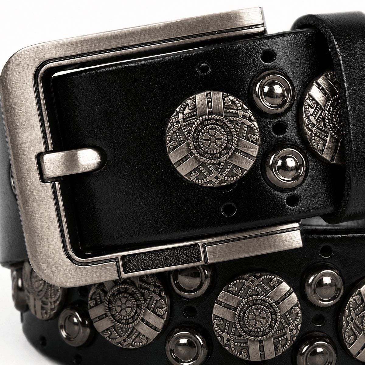 Ceinture Prestige Ceinture Cloutée avec Rivets Ronds en Cuir Texturé pour Homme | Modèle Ryder