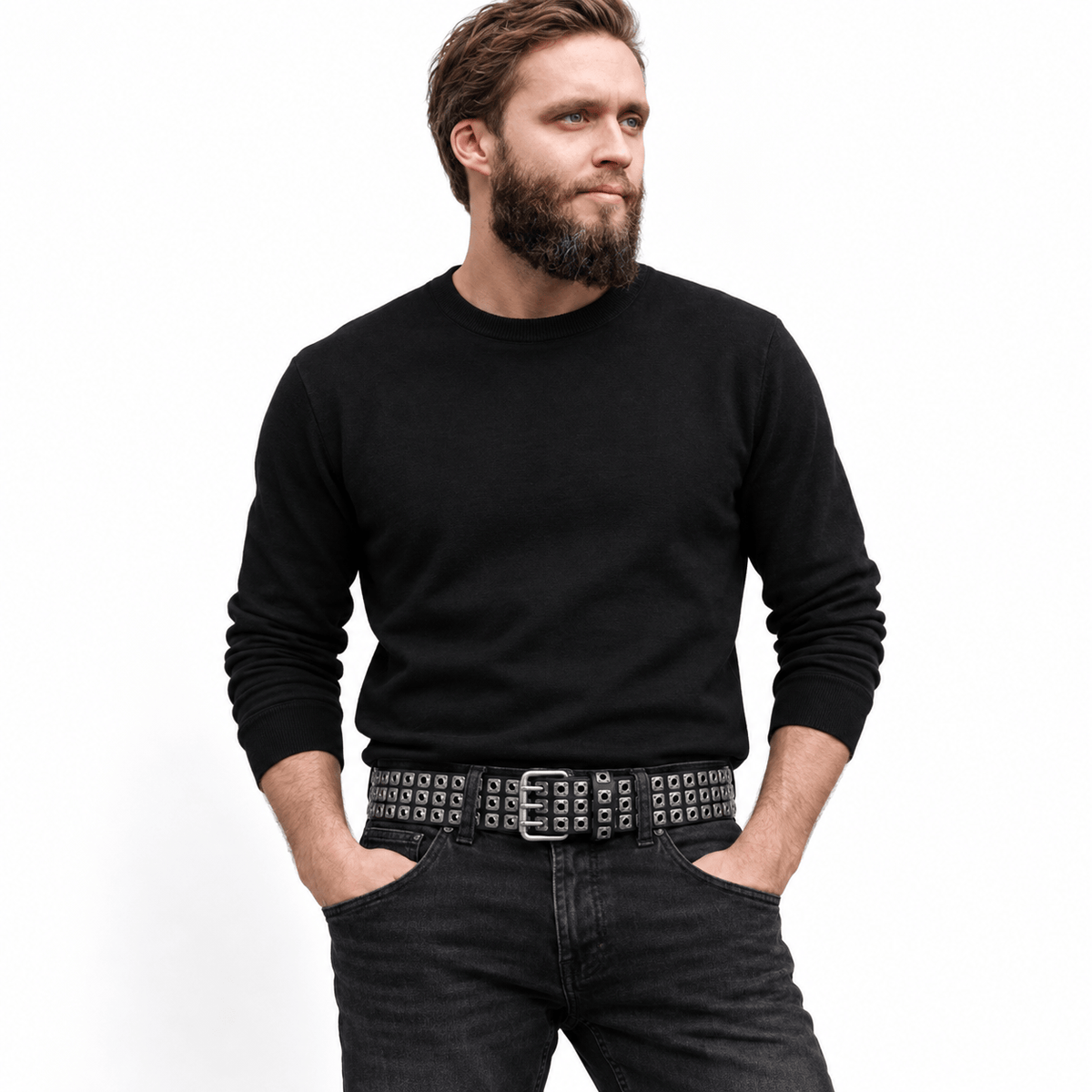 Ceinture Prestige Ceinture Cloutée en Cuir avec Rivets Métalliques | Modèle Blaze