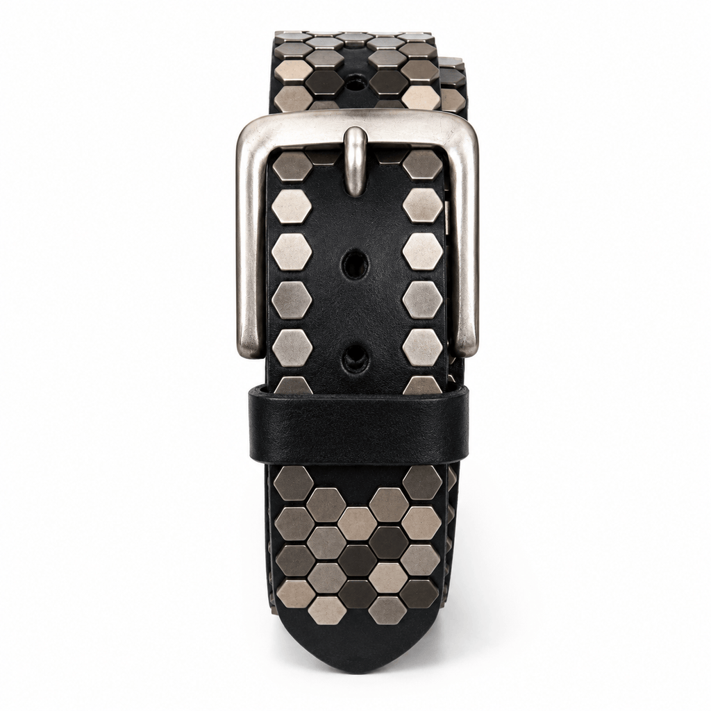 Ceinture Prestige Ceinture Cloutée pour Homme en Cuir avec Finition Géométrique | Modèle Kane