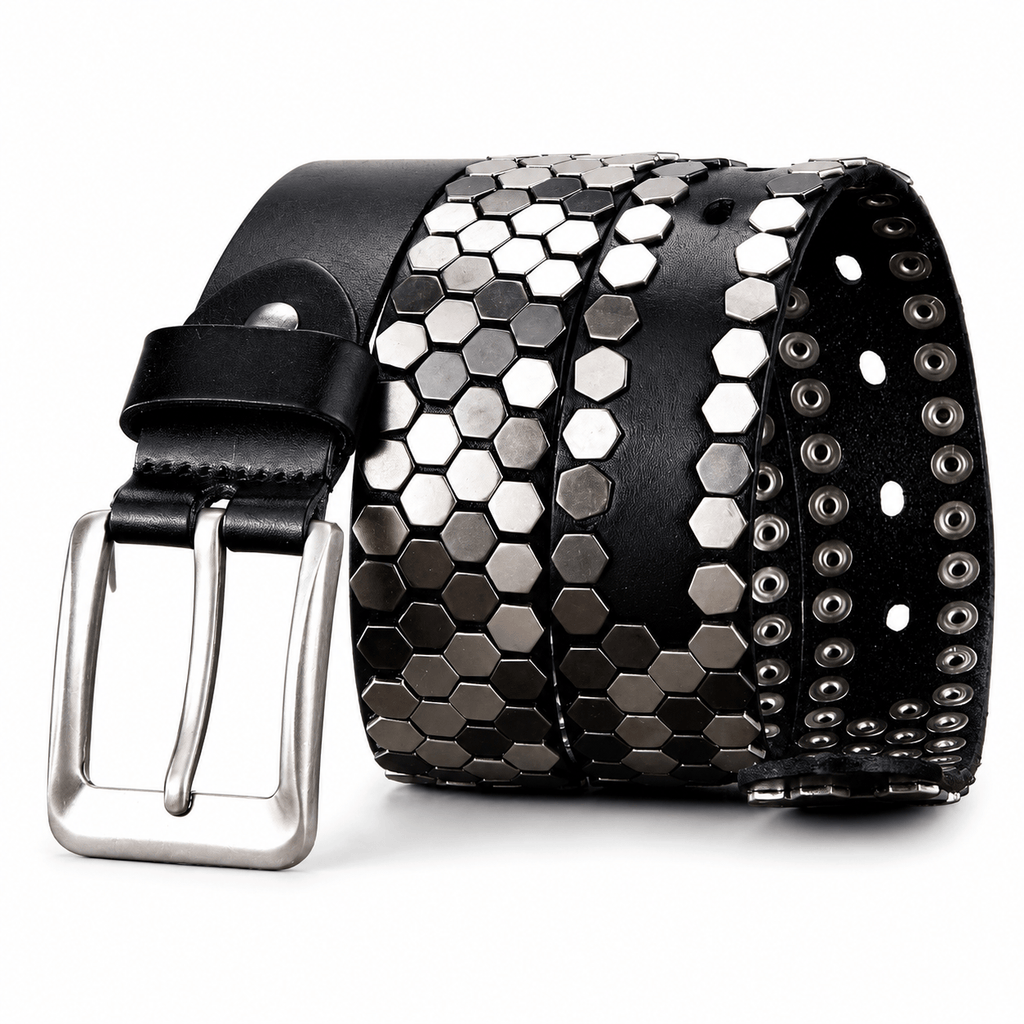 Ceinture Prestige Ceinture Cloutée pour Homme en Cuir avec Finition Géométrique | Modèle Kane