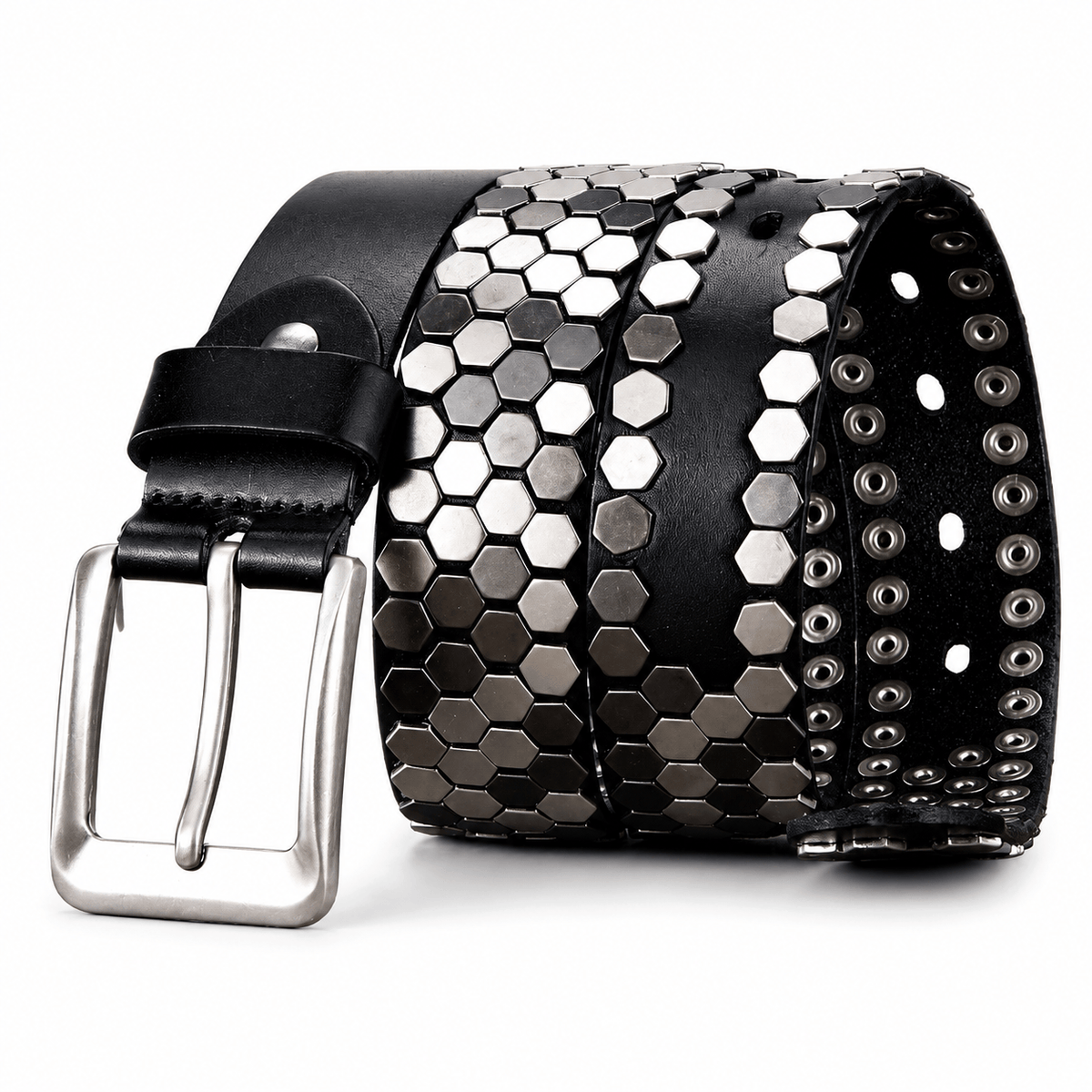 Ceinture Prestige Ceinture Cloutée pour Homme en Cuir avec Finition Géométrique | Modèle Kane