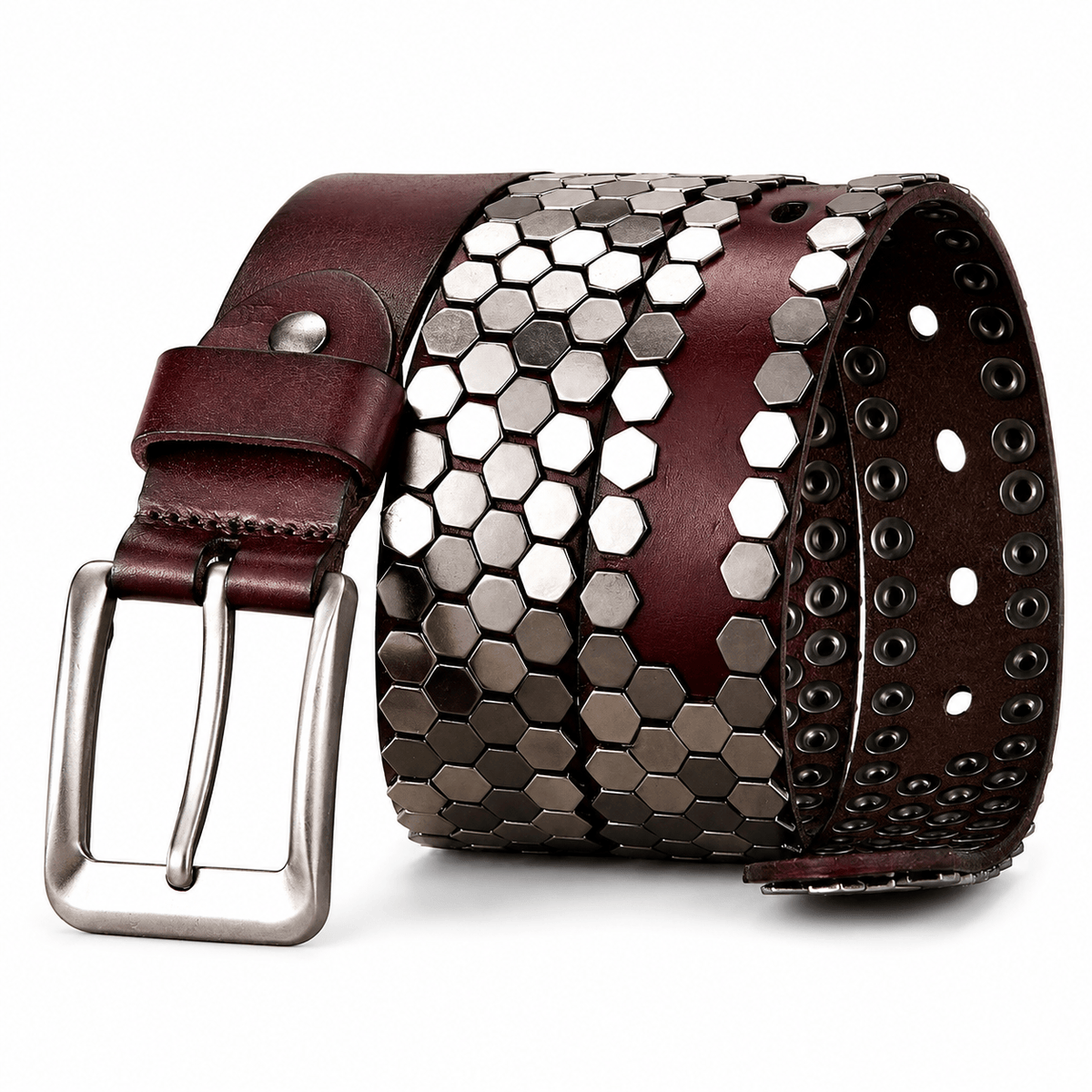 Ceinture Prestige Ceinture Cloutée pour Homme en Cuir avec Finition Géométrique | Modèle Kane