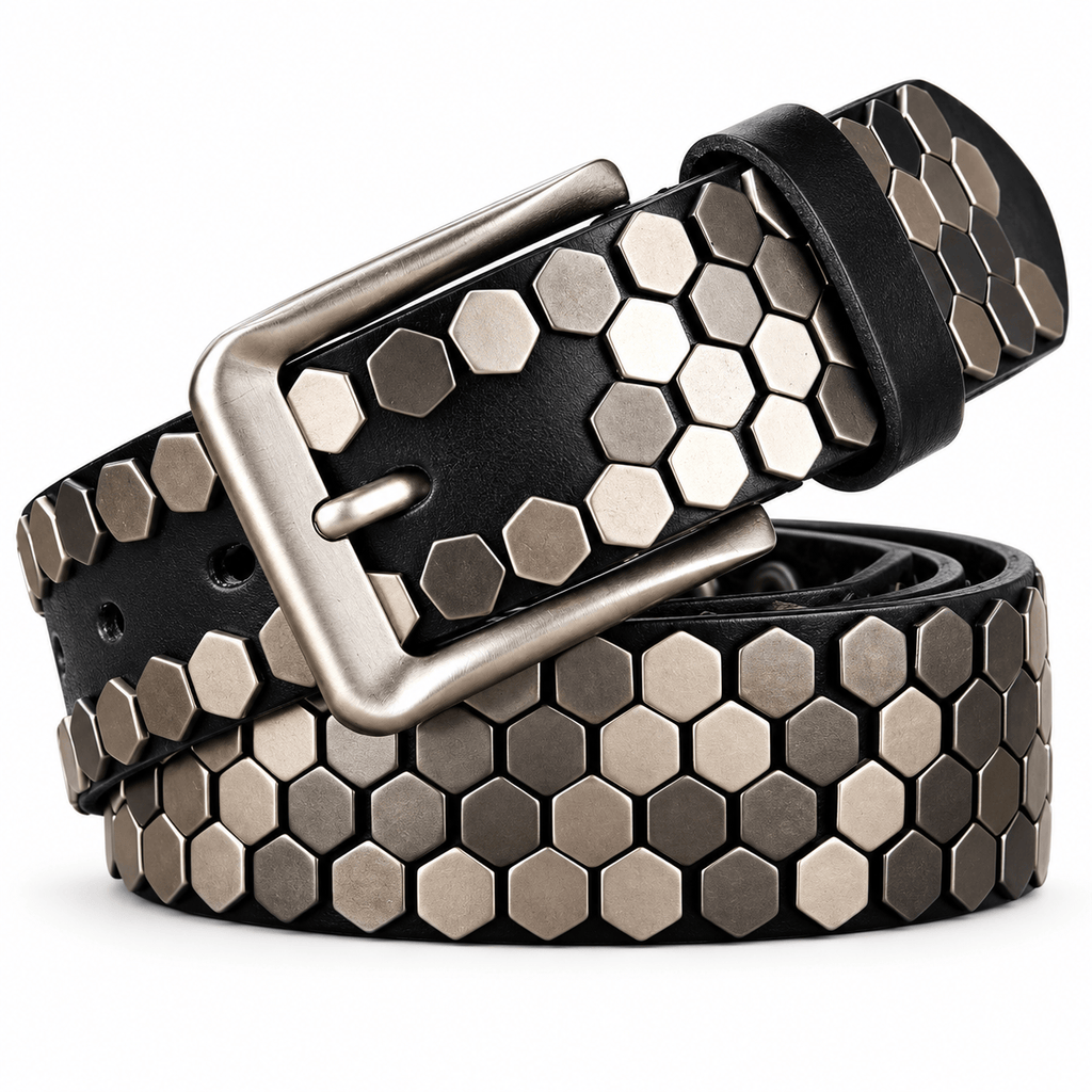 Ceinture Prestige Ceinture Cloutée pour Homme en Cuir avec Finition Géométrique | Modèle Kane