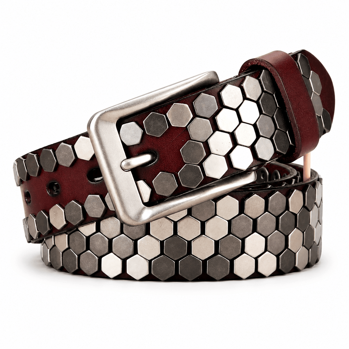 Ceinture Prestige Ceinture Cloutée pour Homme en Cuir avec Finition Géométrique | Modèle Kane