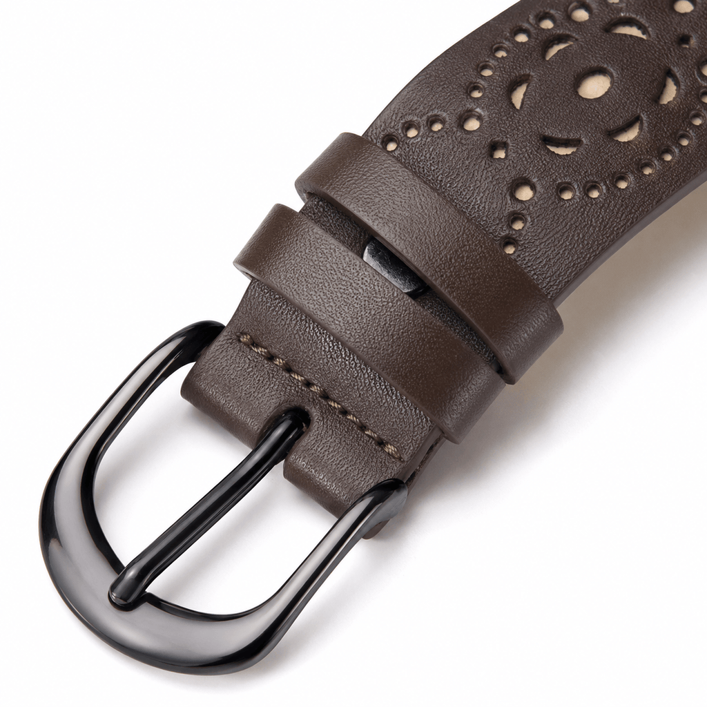 Ceinture Prestige Ceinture Cuir Femme Ajouré avec Motif Floral | Modèle Camille