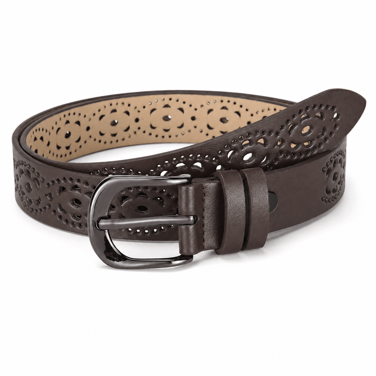 Ceinture Prestige Ceinture Cuir Femme Ajouré avec Motif Floral | Modèle Camille