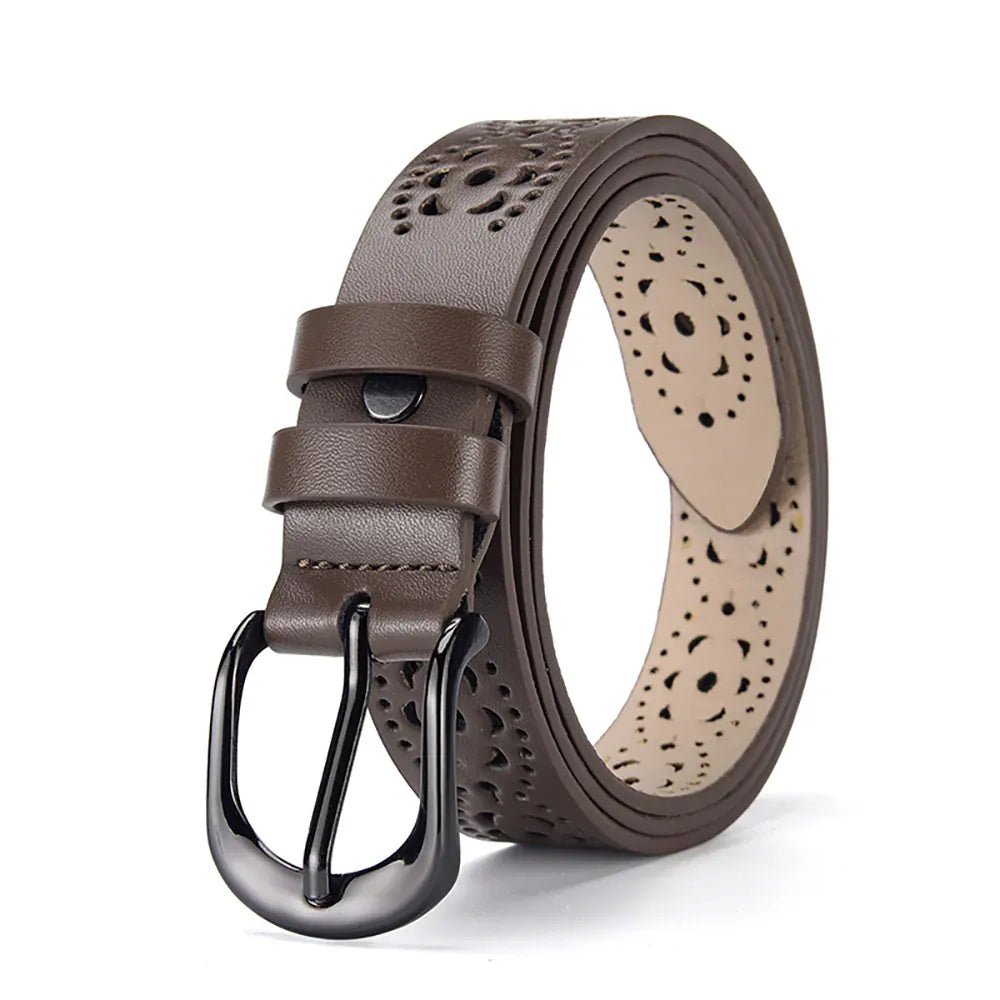 Ceinture Prestige Ceinture Cuir Femme Ajouré avec Motif Floral | Modèle Camille