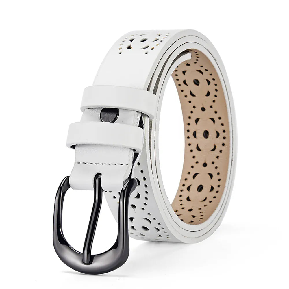 Ceinture Prestige Ceinture Cuir Femme Ajouré avec Motif Floral | Modèle Camille