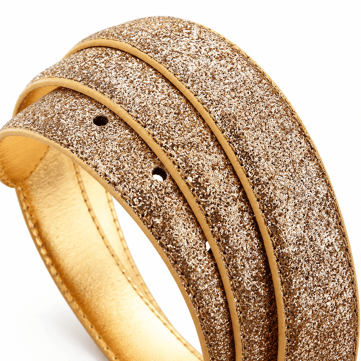 Ceinture Prestige Ceinture Dorée pour Femme en Texture Pailletée et Boucle Ovale | Modèle Lina