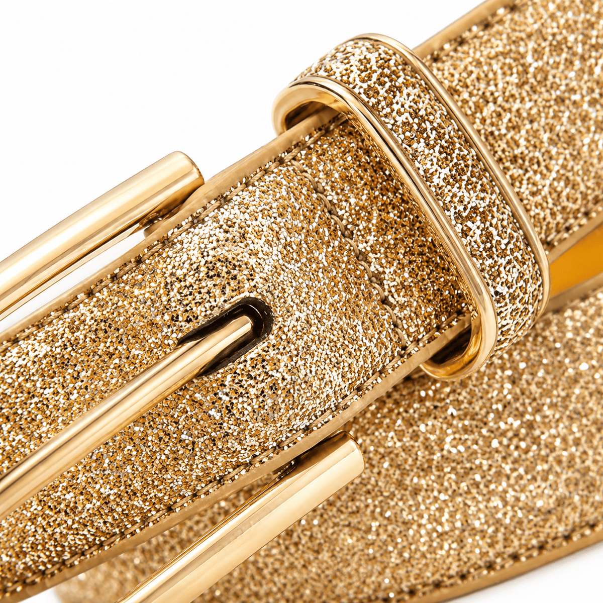 Ceinture Prestige Ceinture Dorée pour Femme en Texture Pailletée et Boucle Ovale | Modèle Lina