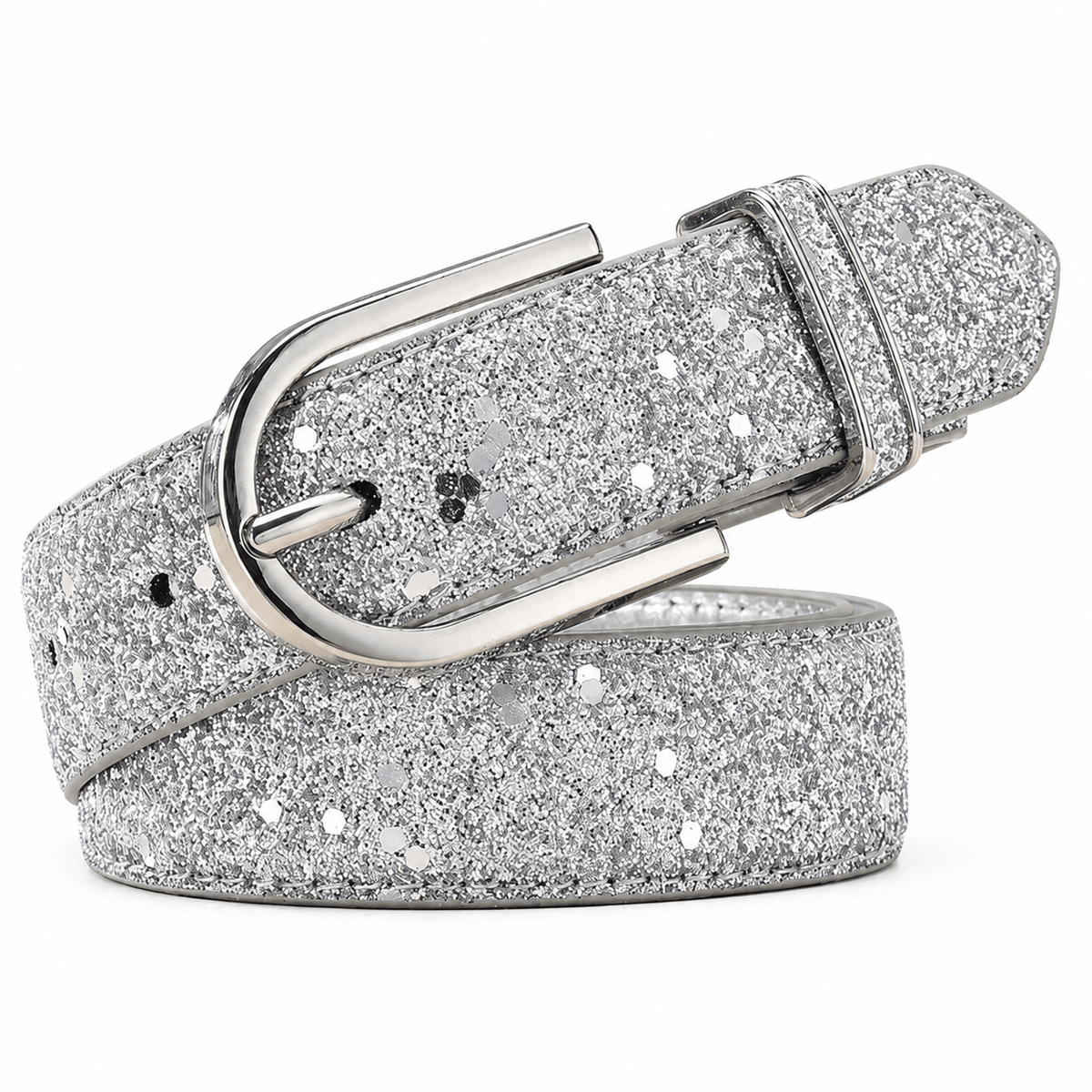 Ceinture Prestige Ceinture Dorée pour Femme en Texture Pailletée et Boucle Ovale | Modèle Lina