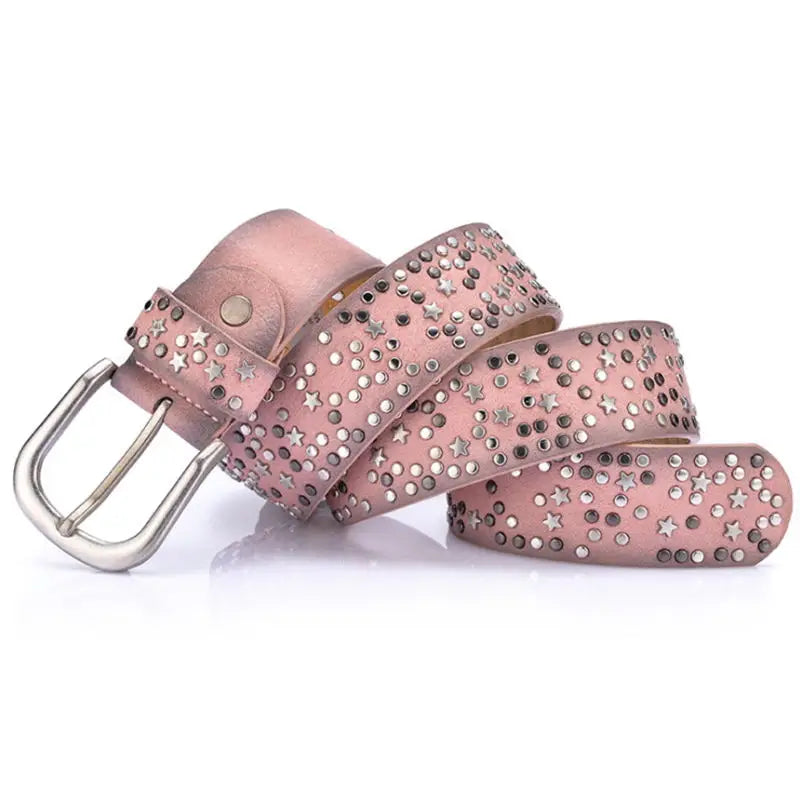 Ceinture Prestige Ceinture en Cuir Femme avec Détails Métalliques Ornée d'étoiles | Modèle Stella