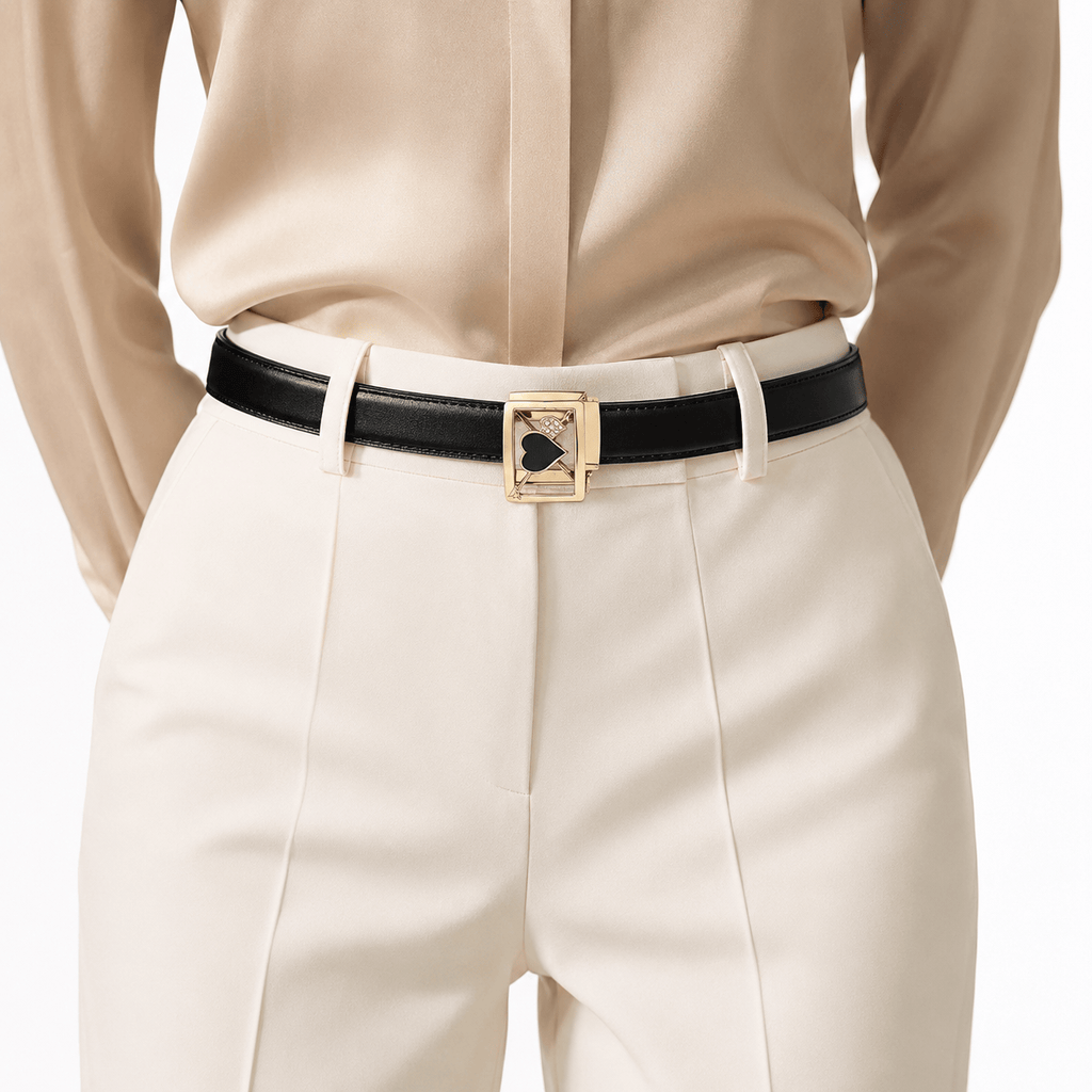Ceinture Prestige Ceinture en Cuir pour Femme avec Boucle Automatique Dorée | Modèle Éléa