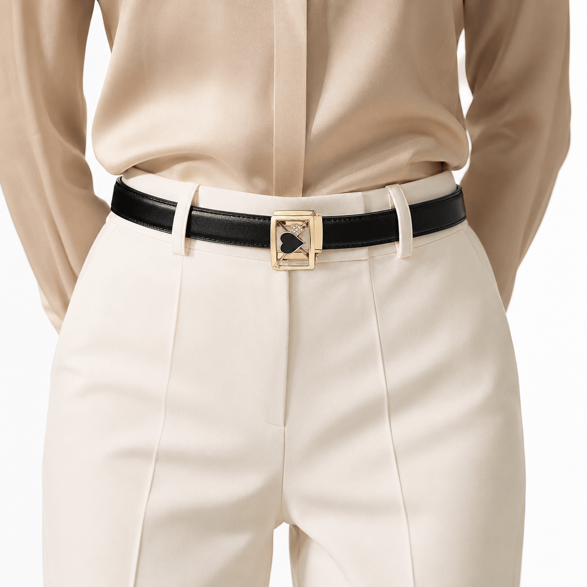 Ceinture Prestige Ceinture en Cuir pour Femme avec Boucle Automatique Dorée | Modèle Éléa