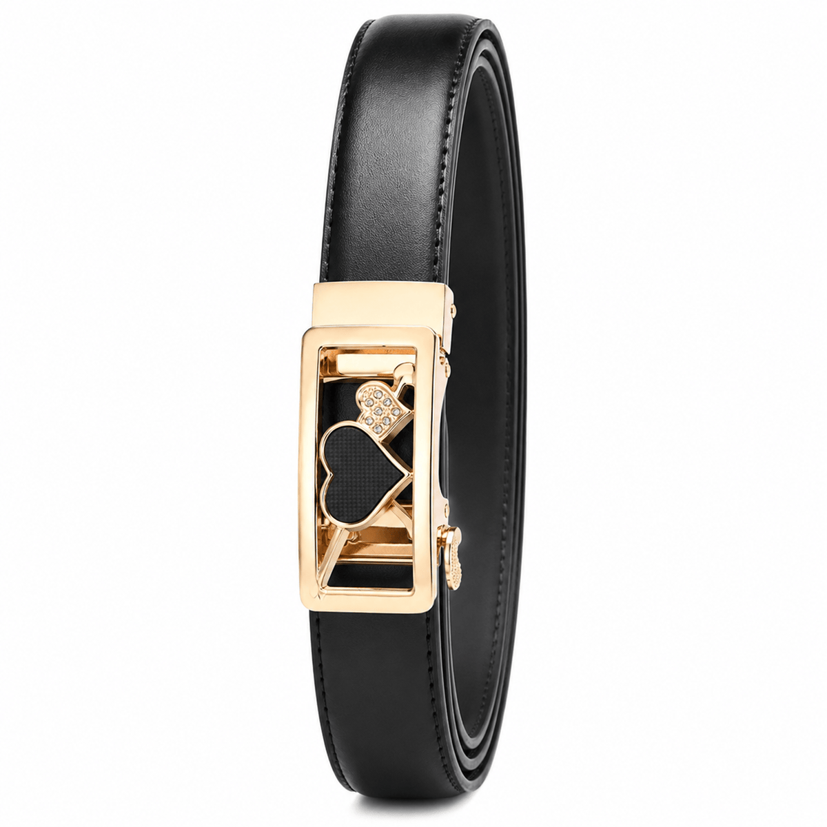 Ceinture Prestige Ceinture en Cuir pour Femme avec Boucle Automatique Dorée | Modèle Éléa