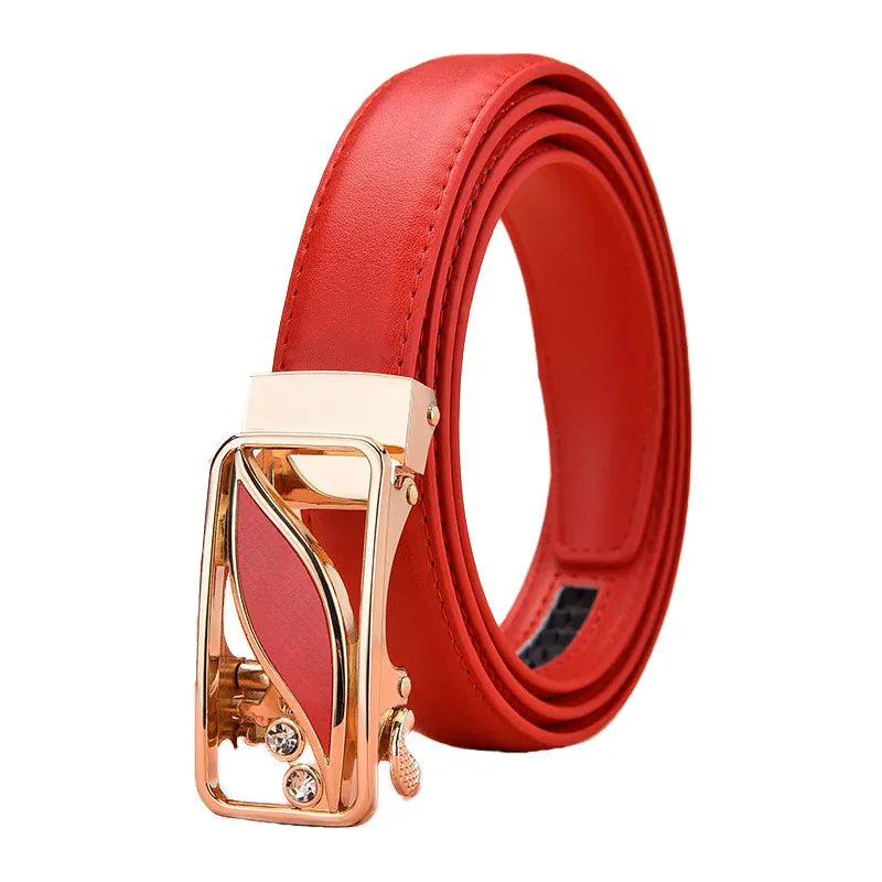 Ceinture Prestige Ceinture en Cuir pour Femme avec Boucle Automatique Dorée | Modèle Éléa