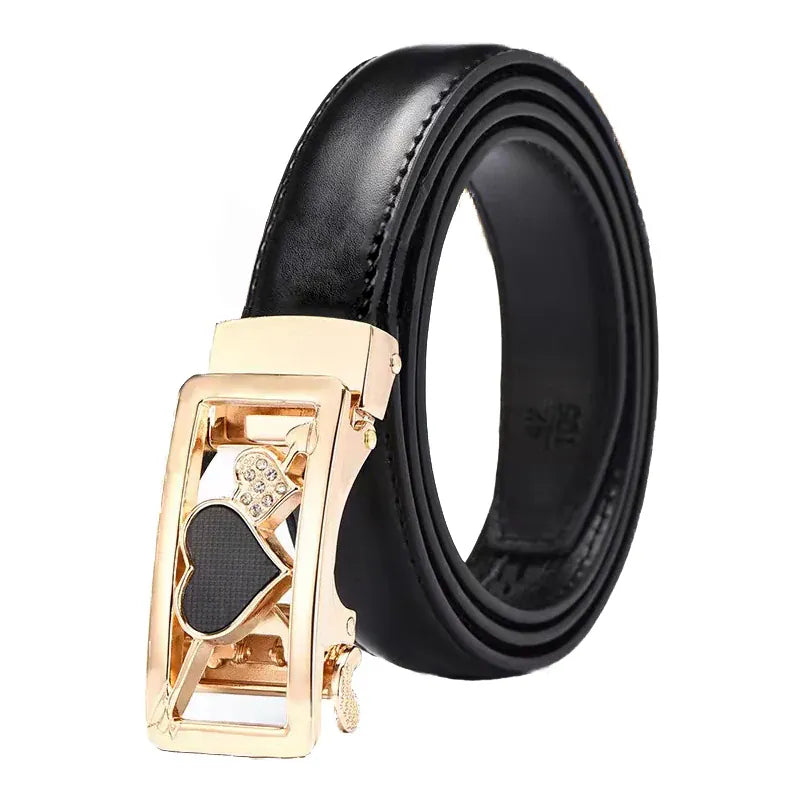 Ceinture Prestige Ceinture en Cuir pour Femme avec Boucle Automatique Dorée | Modèle Éléa
