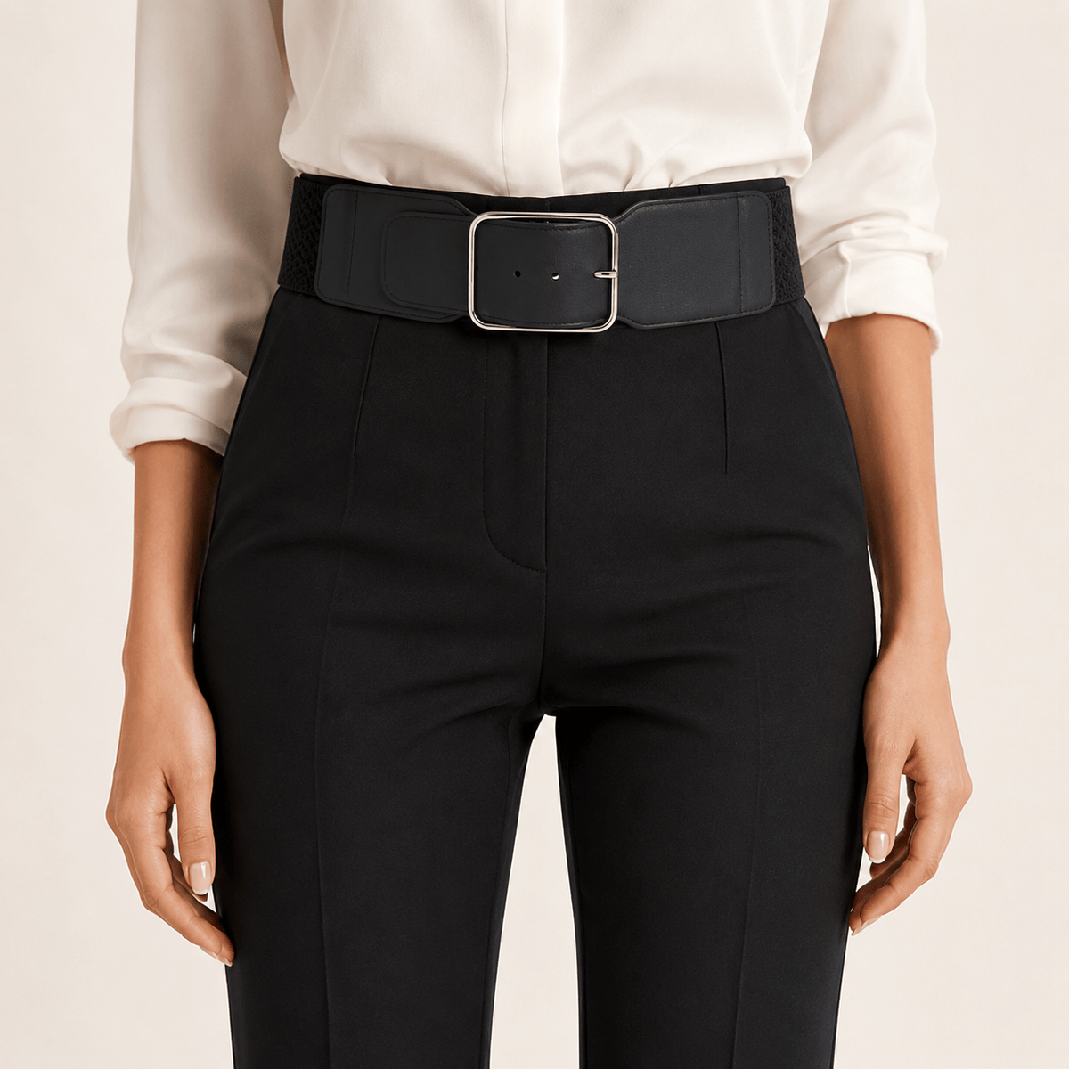 Ceinture Prestige Ceinture Large Élastique Femme Taille Haute Boucle Dorée | Modèle Lora