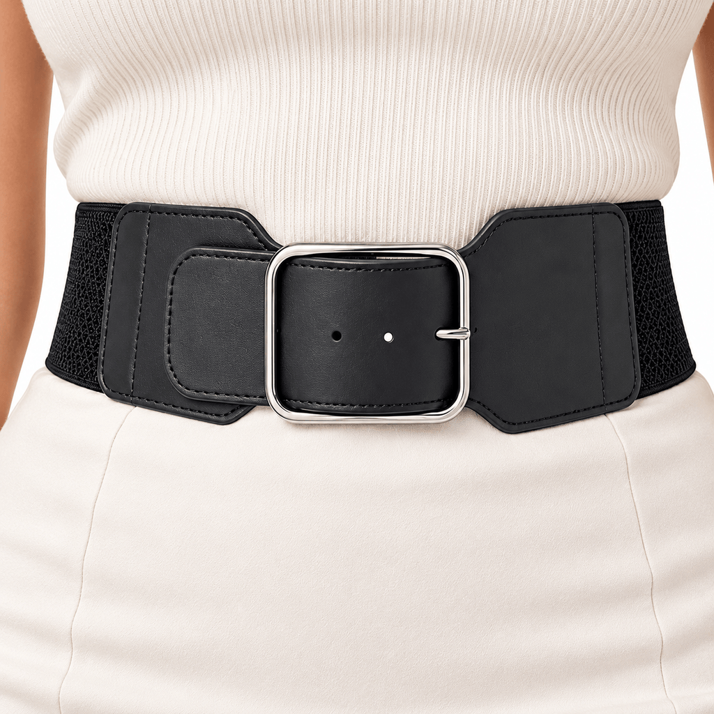 Ceinture Prestige Ceinture Large Élastique Femme Taille Haute Boucle Dorée | Modèle Lora