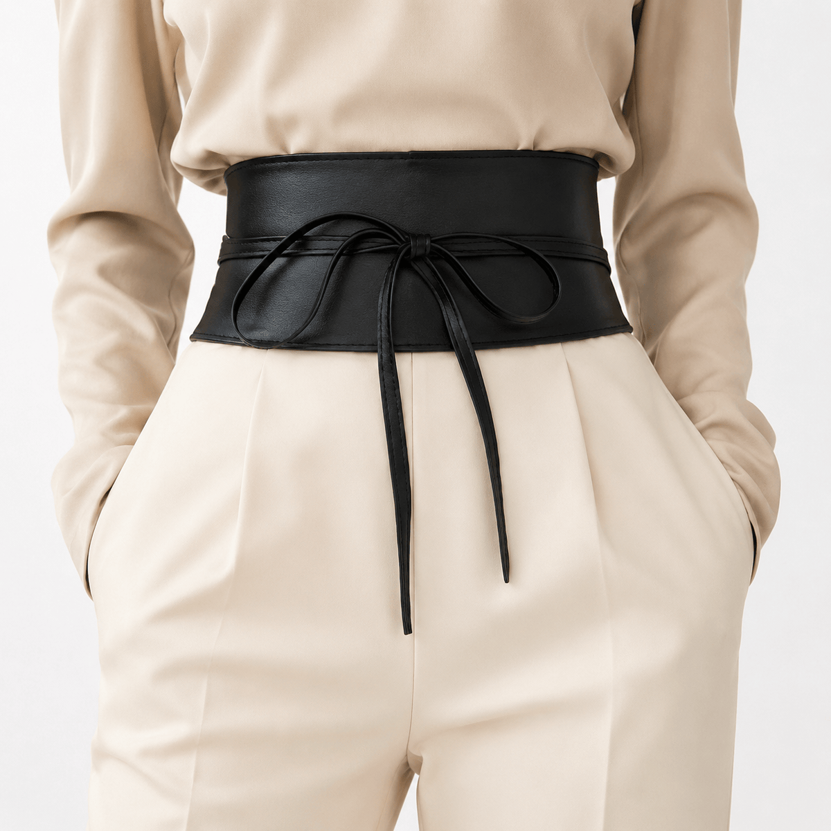 Ceinture Prestige Ceinture Large Femme avec Finition Satinée à Nouer | Modèle Romy