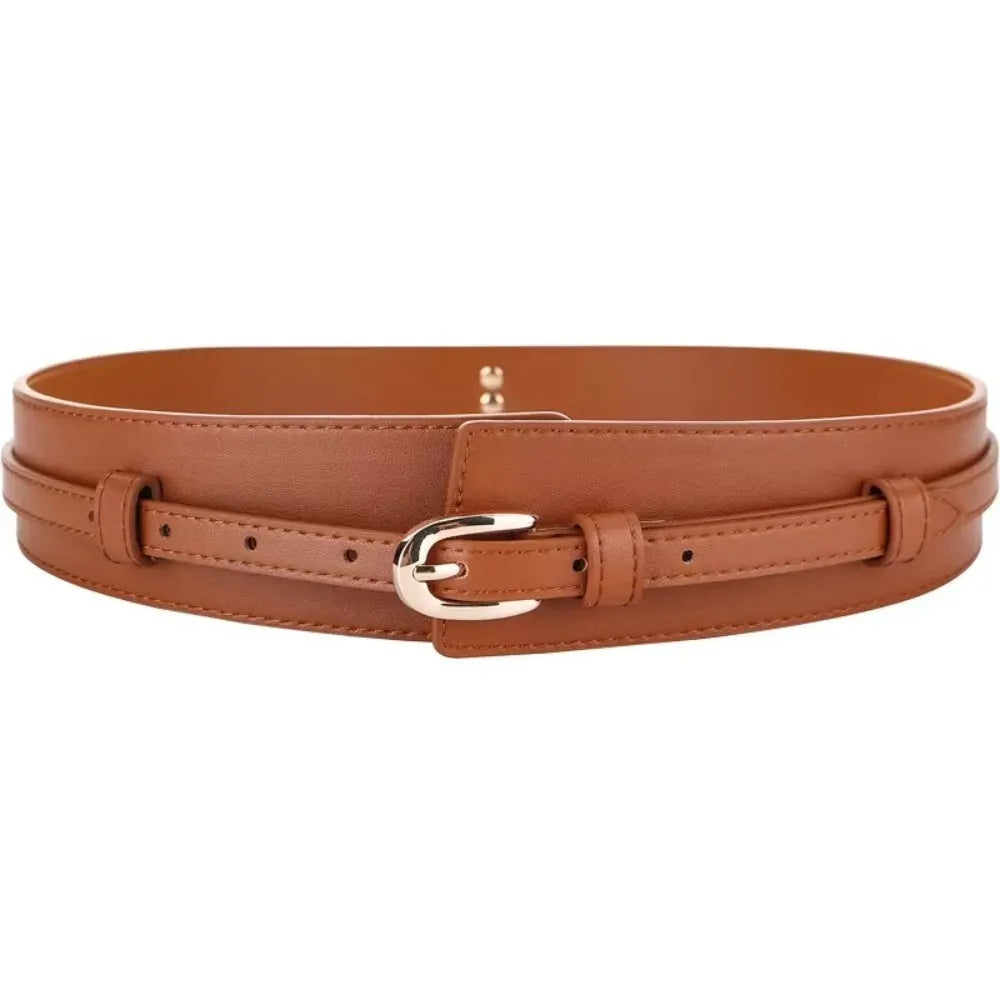 Ceinture Prestige Ceinture Large Femme double bande élégante en cuir | Modèle Iris