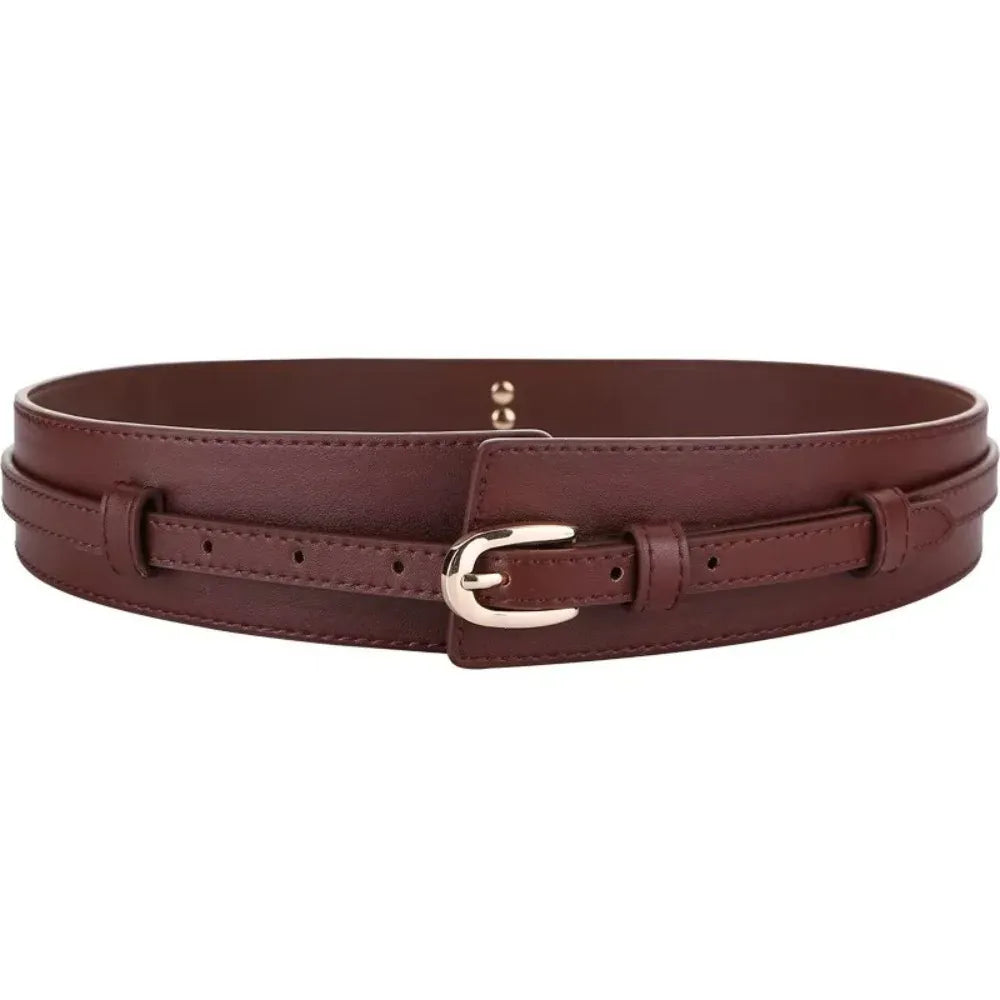 Ceinture Prestige Ceinture Large Femme double bande élégante en cuir | Modèle Iris