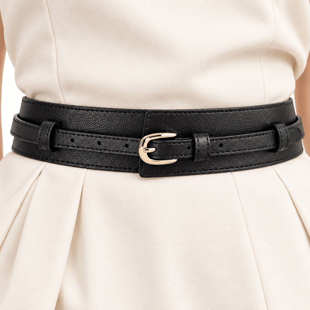 Ceinture Prestige Ceinture Large Femme double bande élégante en cuir | Modèle Iris