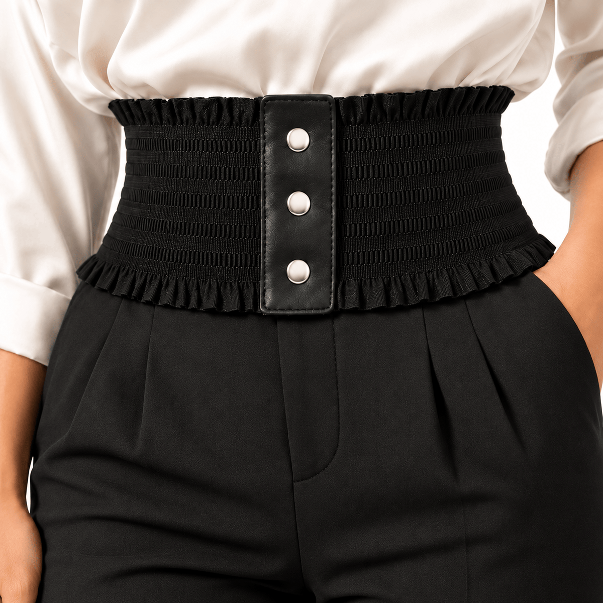 Ceinture Prestige Ceinture Large Tissu Élastique Lisse Femme Taille Haute | Modèle Soral