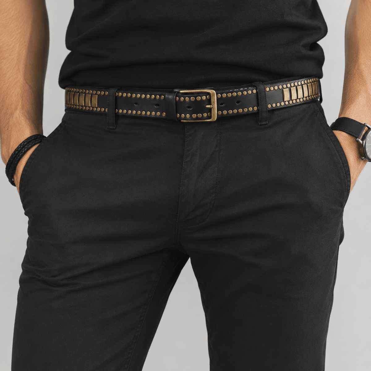 Ceinture Prestige Ceinture Luxe pour Homme avec Éléments Décoratifs Dorés | Modèle Aurelio