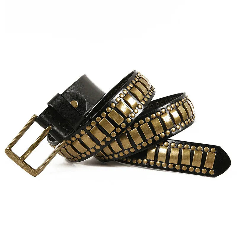 Ceinture Prestige Ceinture Luxe pour Homme avec Éléments Décoratifs Dorés | Modèle Aurelio