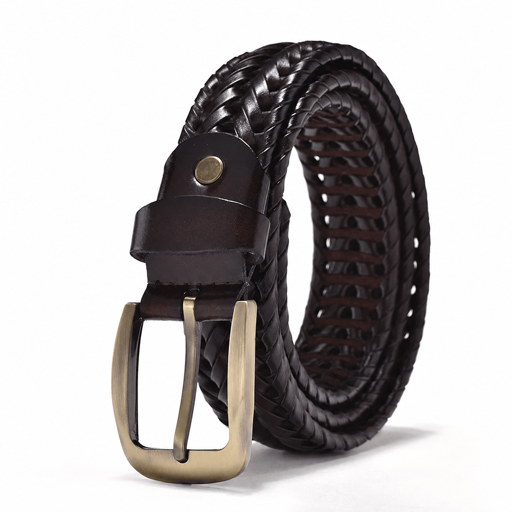 Ceinture Prestige Ceinture Tressée en Cuir pour Homme avec Surpiqûres | Modèle Hugo