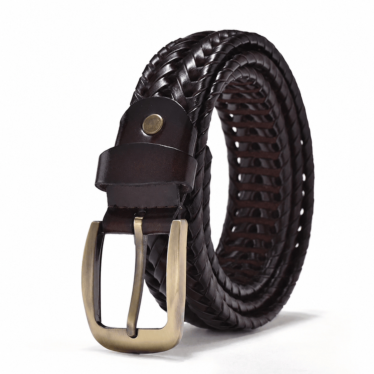 Ceinture Prestige Ceinture Tressée en Cuir pour Homme avec Surpiqûres | Modèle Hugo