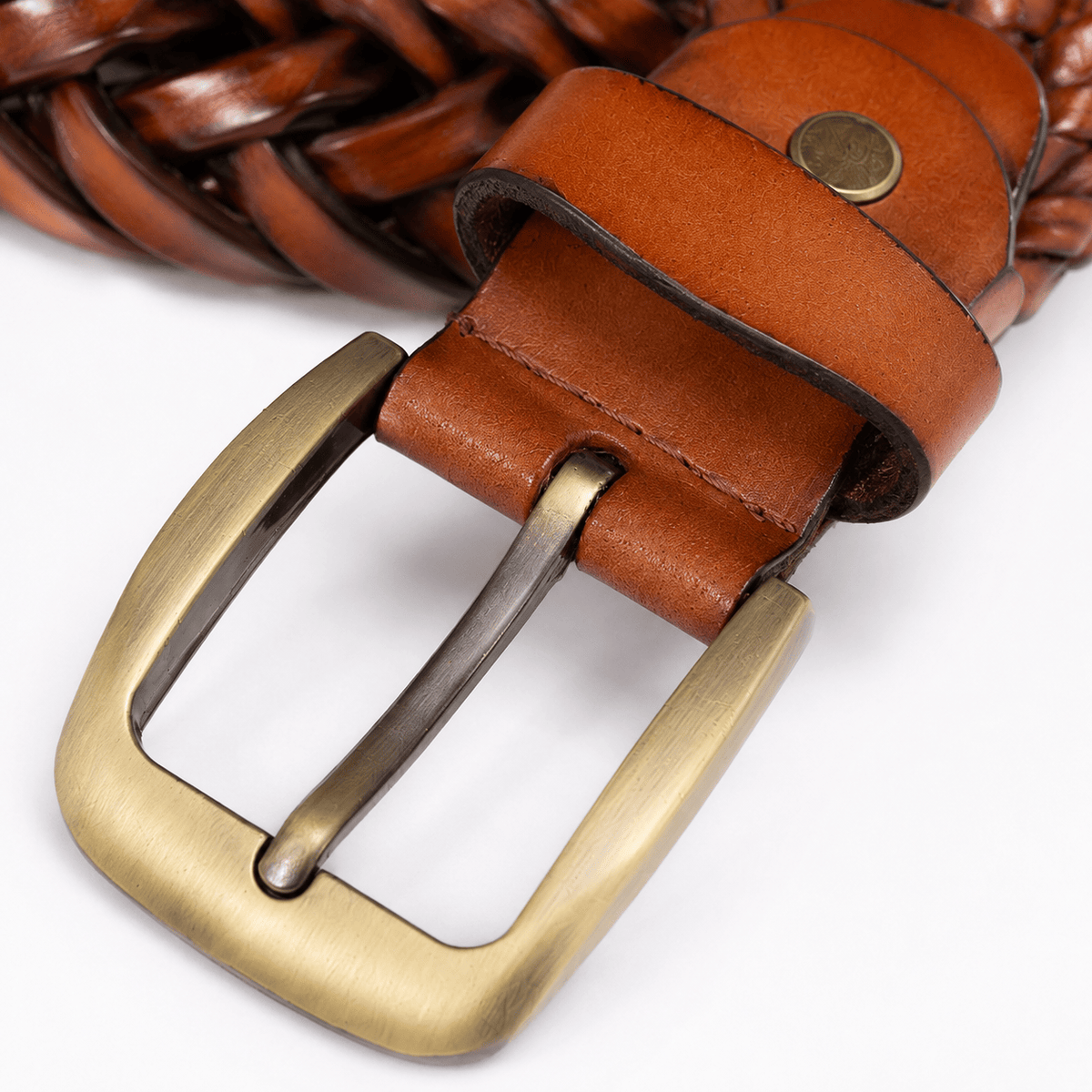 Ceinture Prestige Ceinture Tressée en Cuir pour Homme avec Surpiqûres | Modèle Hugo