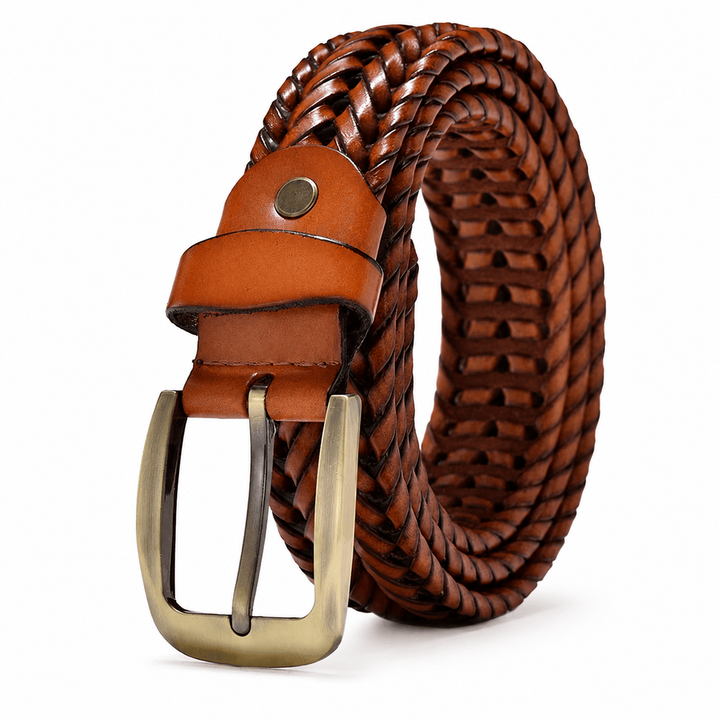 Ceinture Prestige Ceinture Tressée en Cuir pour Homme avec Surpiqûres | Modèle Hugo