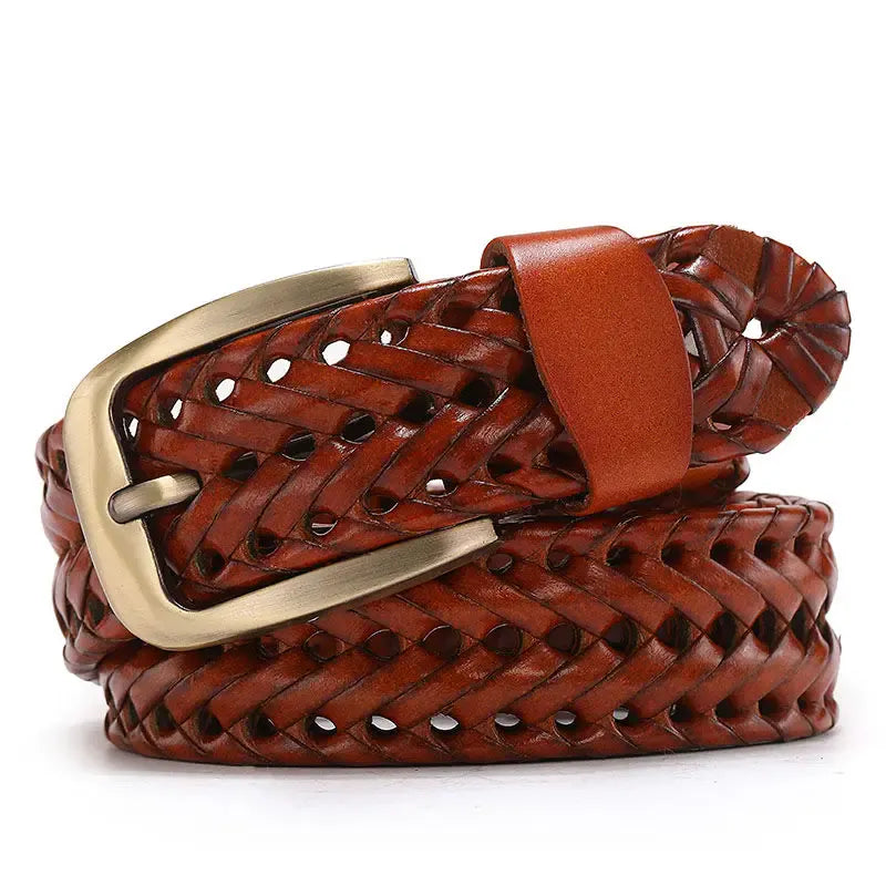 Ceinture Prestige Ceinture Tressée en Cuir pour Homme avec Surpiqûres | Modèle Hugo